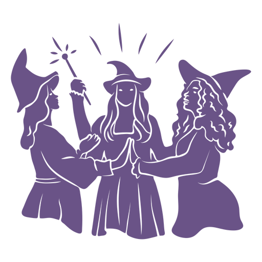 Tres brujas lanzando hechizo Diseño PNG