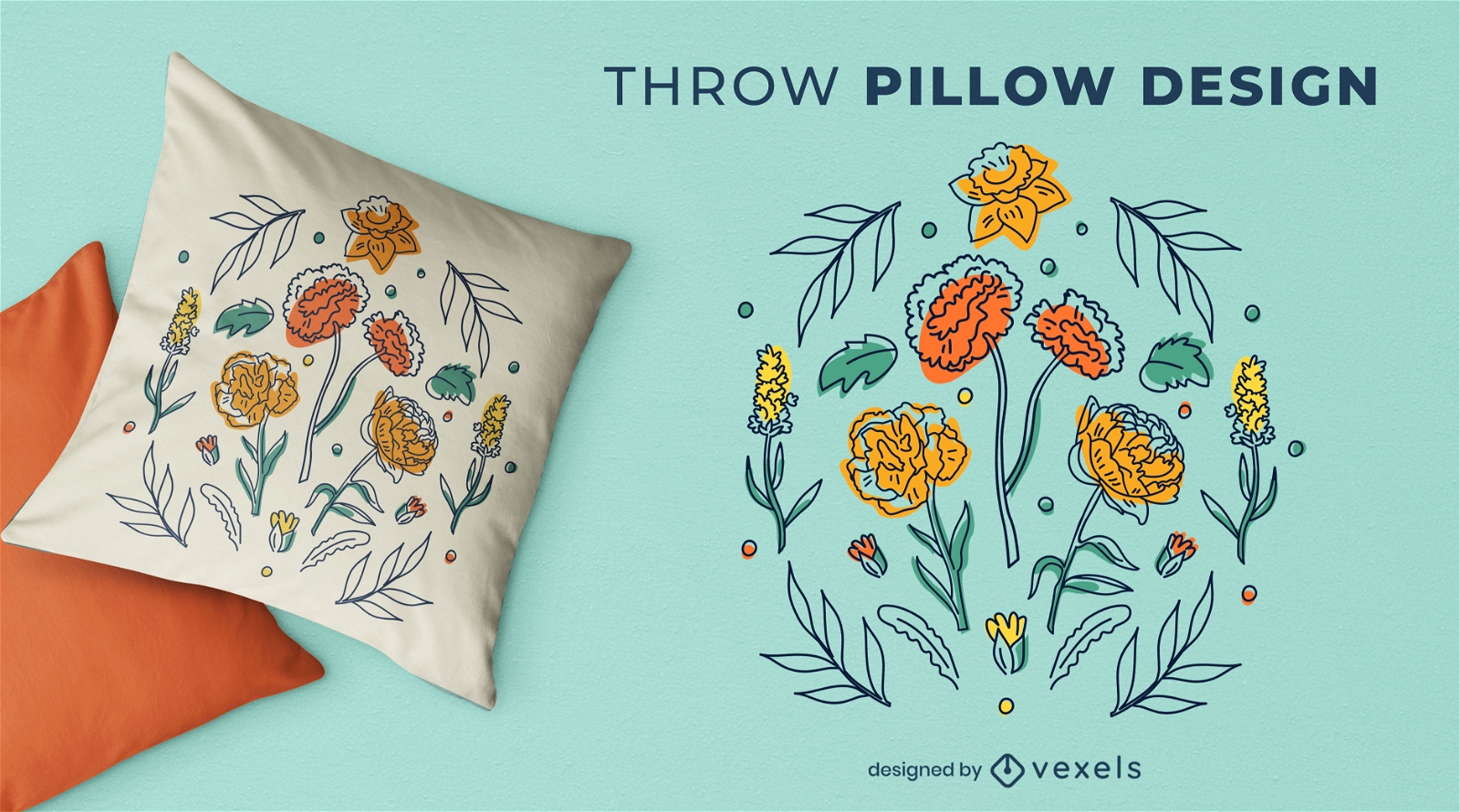 Design de travesseiro decorativo para jardim de flores