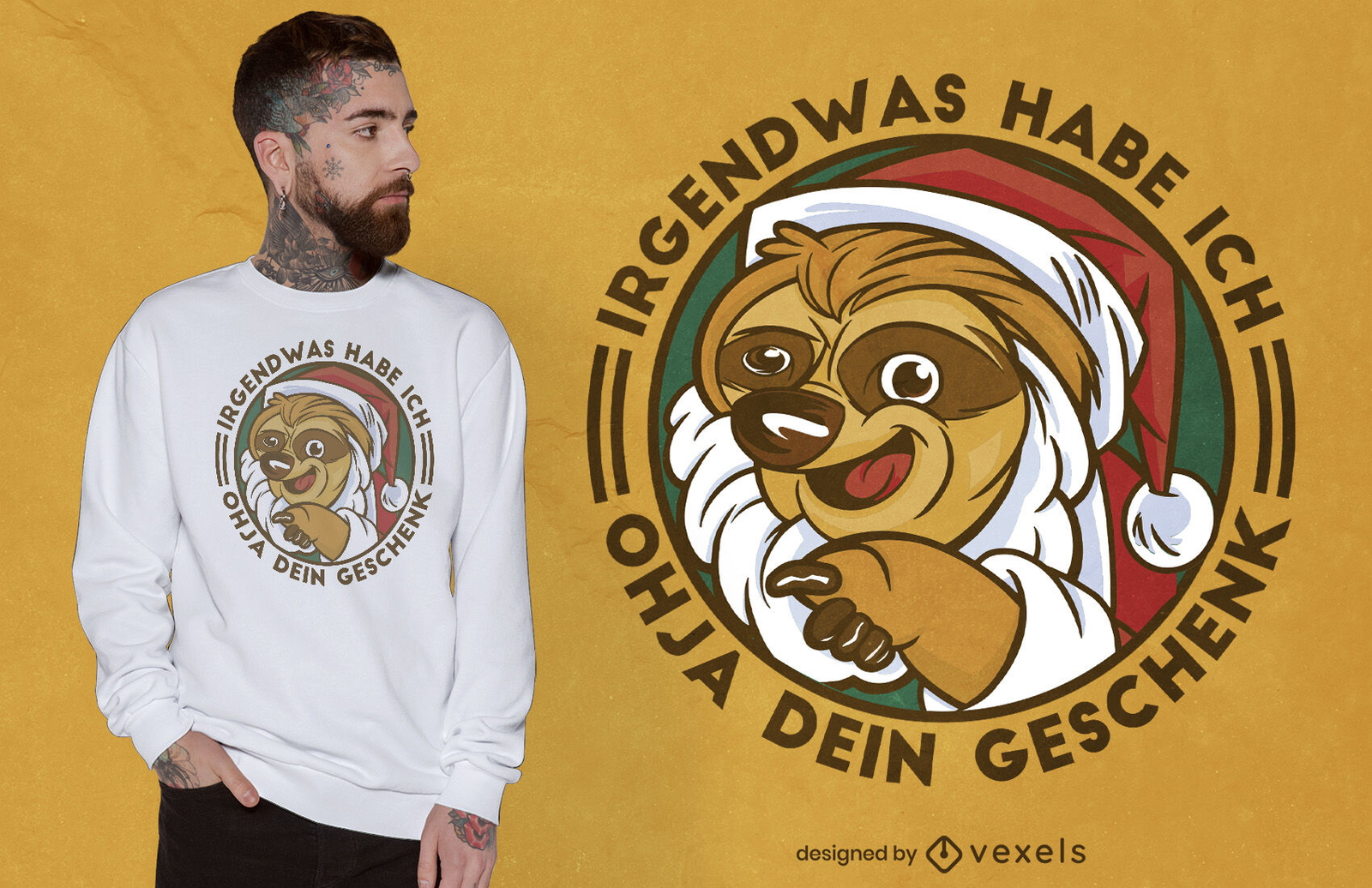 Design de camiseta alemã do Papai Noel Preguiça