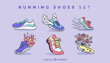 Conjunto de trazos de color de zapatillas para correr