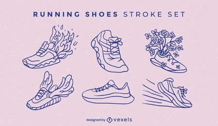 Conjunto de trazos de zapatos para correr