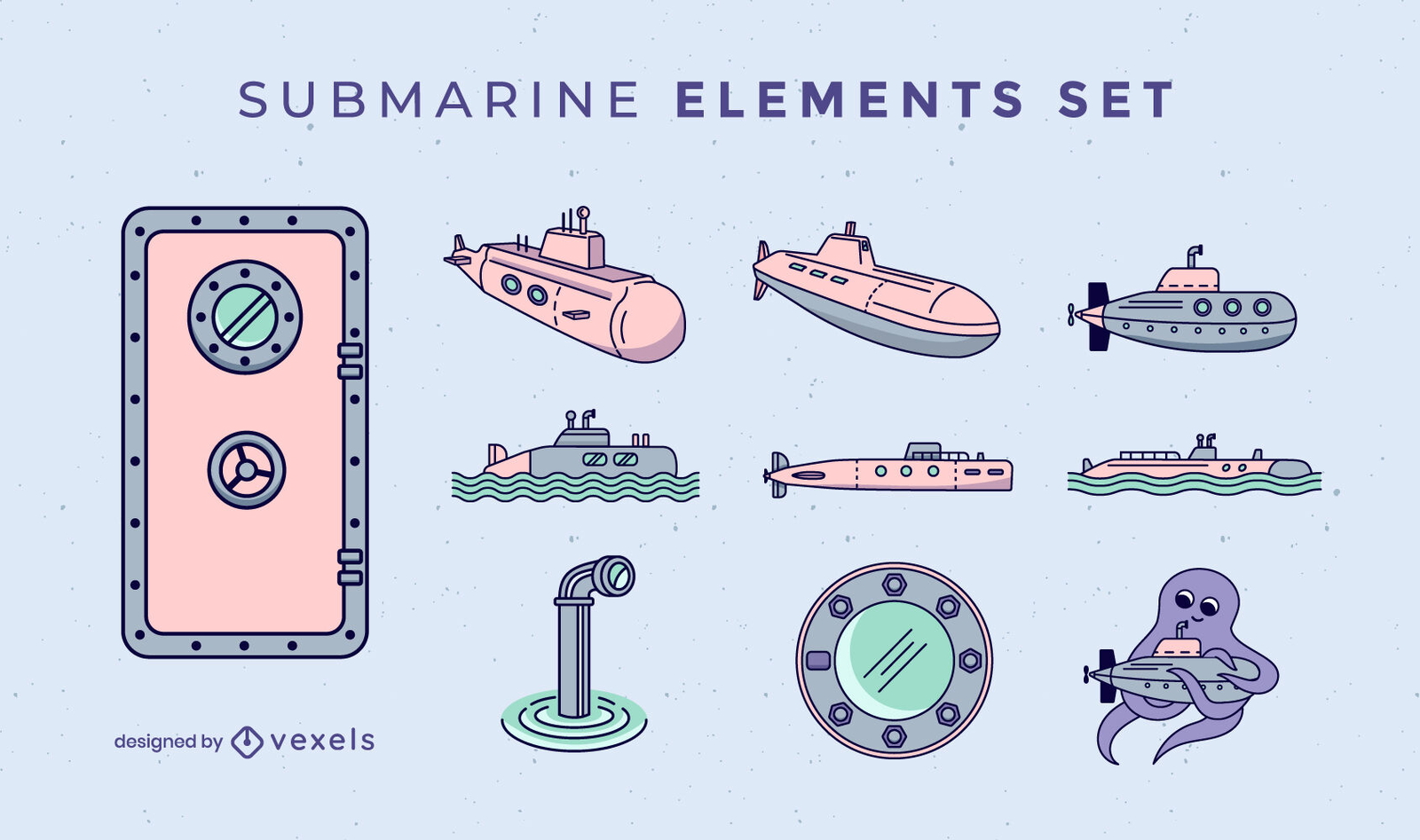 Conjunto submarino de elementos de traço colorido