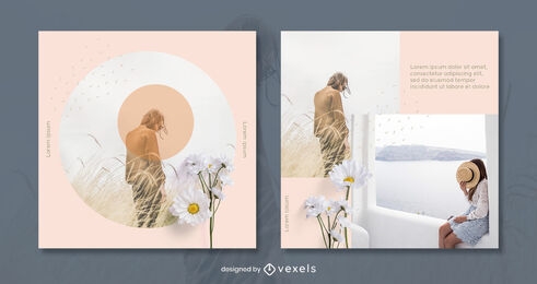 Geometric and flowers post template