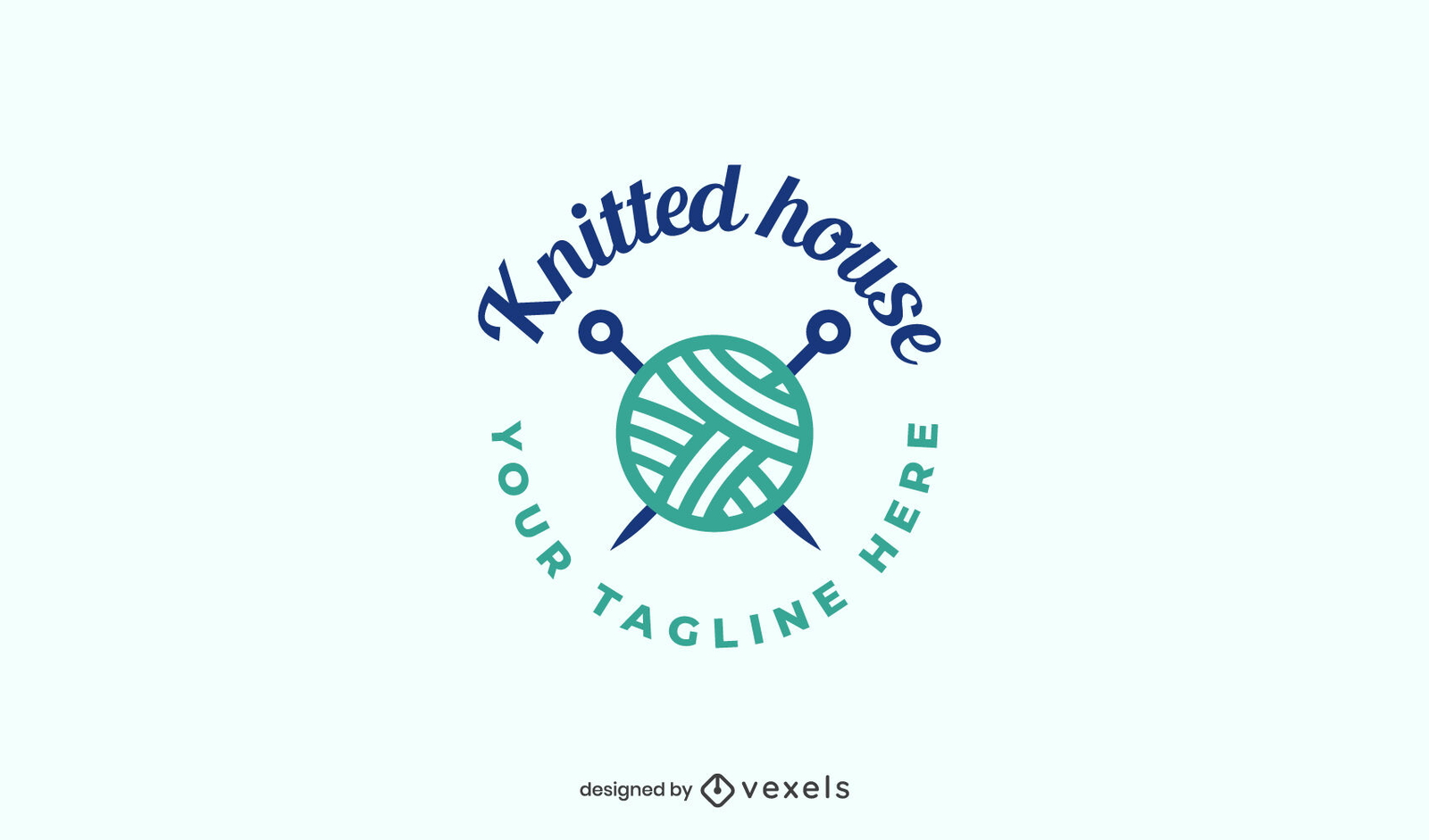 Wool ball knitting stroke logo template