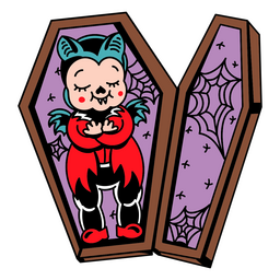 Cute bat sleeping in coffin PNG Design