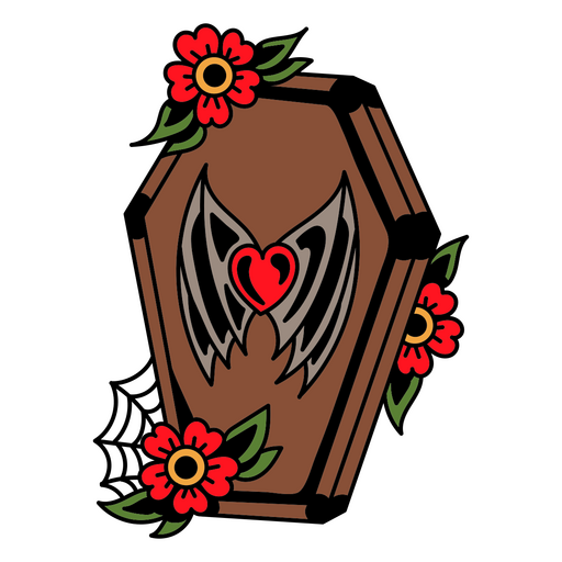 Vampire floral coffin PNG Design