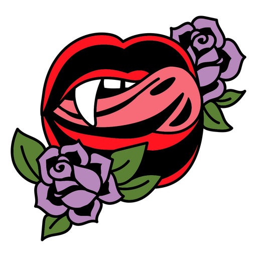 Tatuagem floral boca de vampiro Desenho PNG