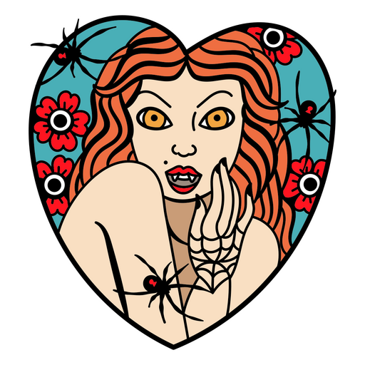 Vampir-Mädchen-Herz-Symbol PNG-Design