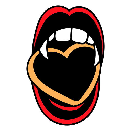 Boca de vampiro con corazón Diseño PNG