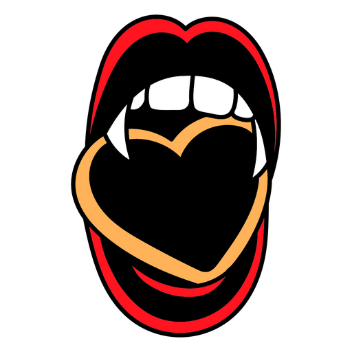 Vampire mouth with heart PNG Design