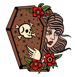 Vampire Girl Floral Coffin PNG & SVG Design For T-Shirts