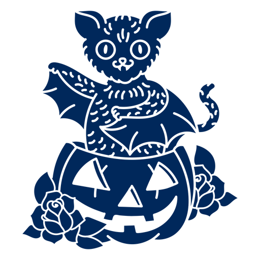 Cute bat in pumpkin cutout PNG Design