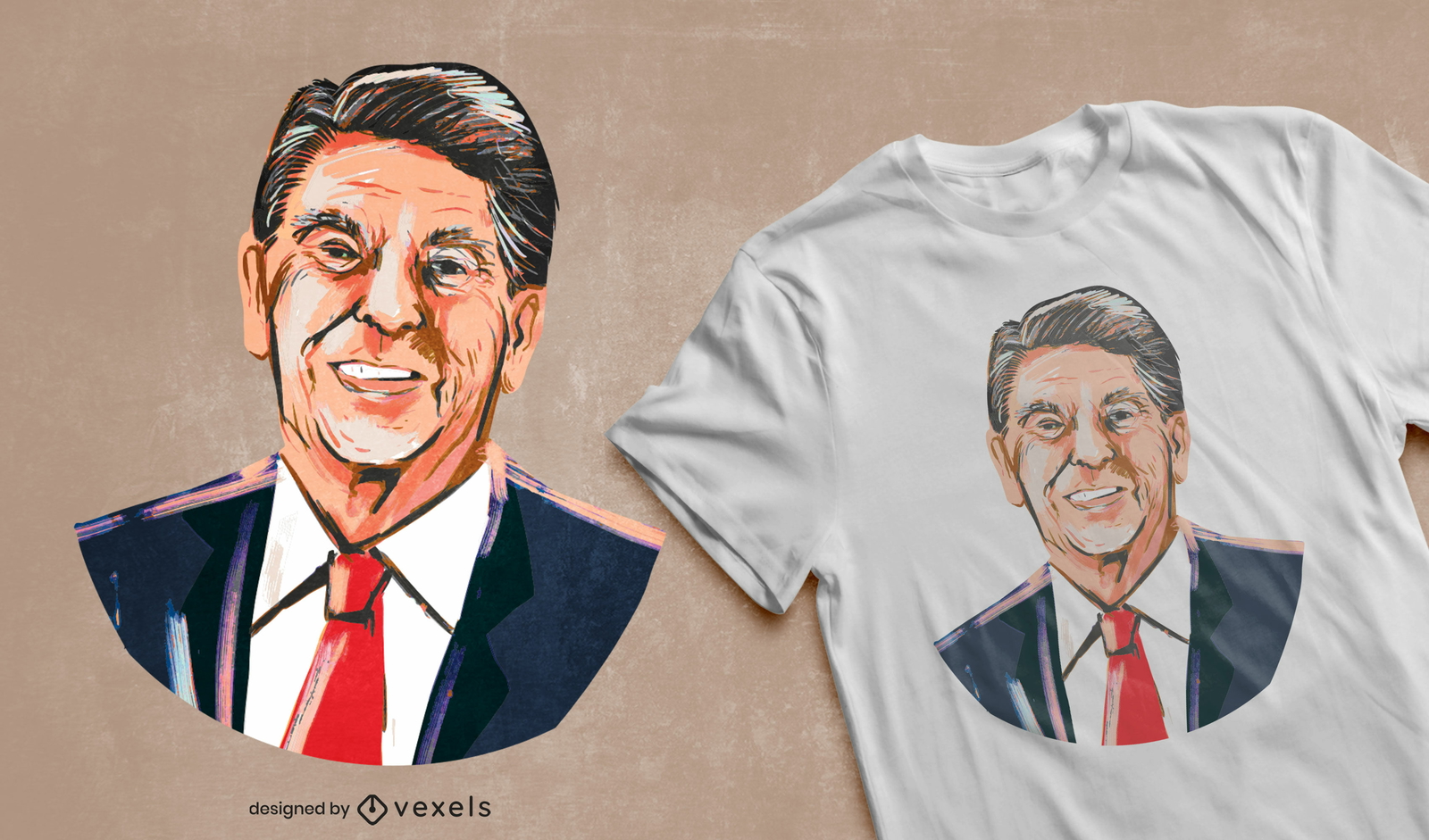 Design de t-shirt com ilustração de Ronald Reagan