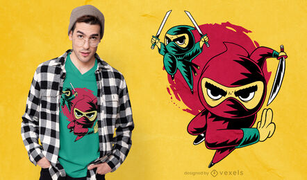 Design simples de t-shirt de desenhos animados ninja