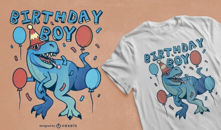 Diseño de camiseta de fiesta de cumpleaños de dinosaurio t-rex.