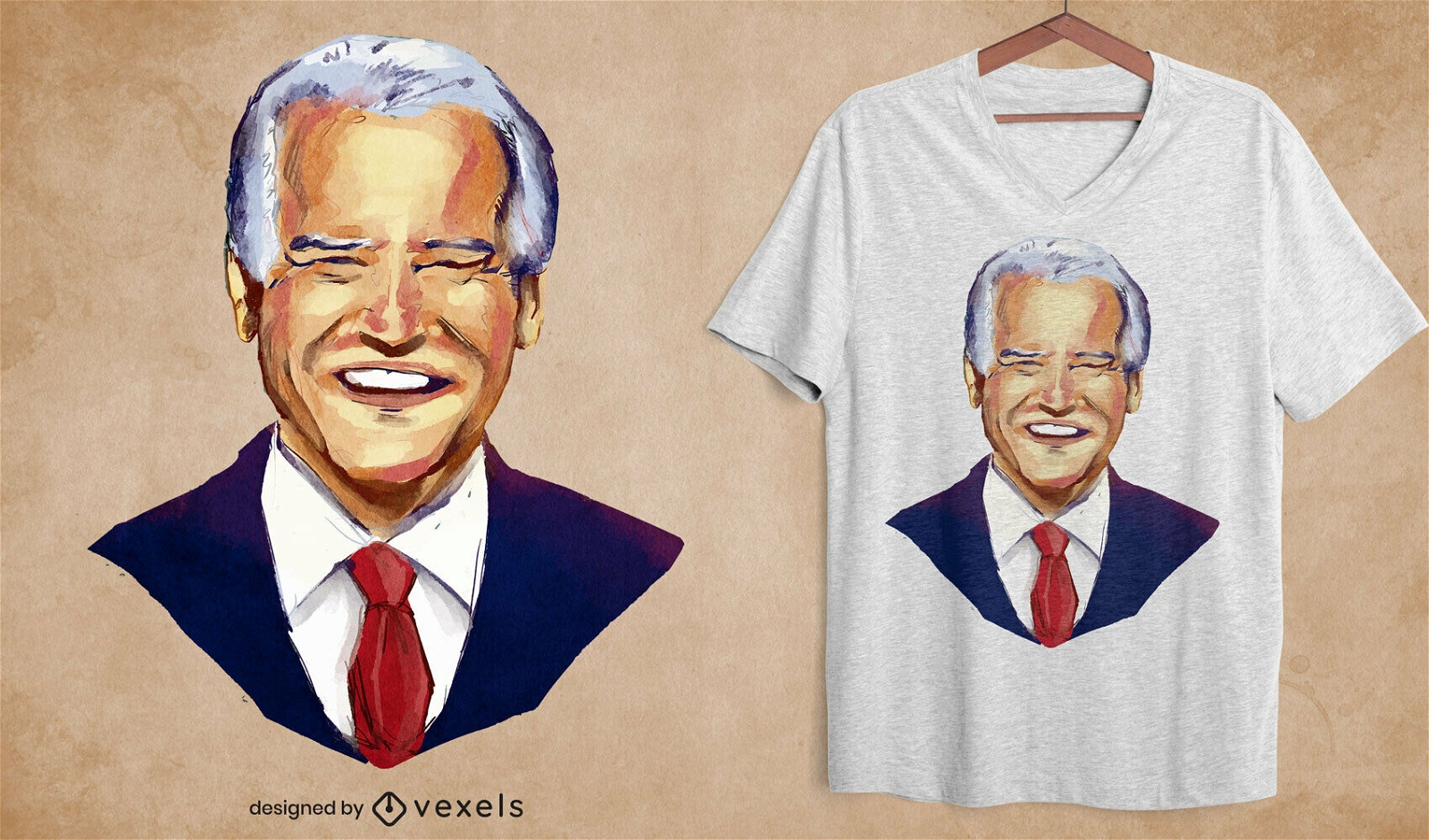 Design de camiseta em aquarela Biden com retrato