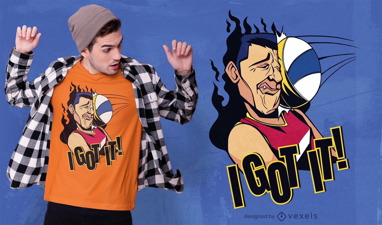 Volleyballspieler lustiges Cartoon-T-Shirt-Design