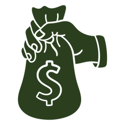 Hand coin bag money icon