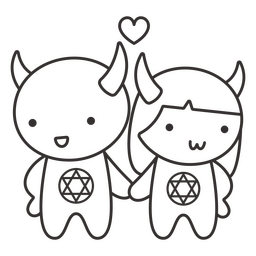 Dämonenpaar Halloween einfache süße Charaktere PNG-Design