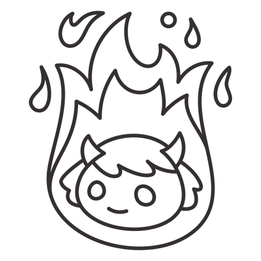 Fire demon Halloween simple monster cute character PNG Design