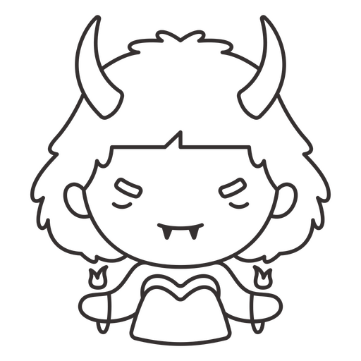 Demônio Halloween monstro feminino simples personagem fofo Desenho PNG