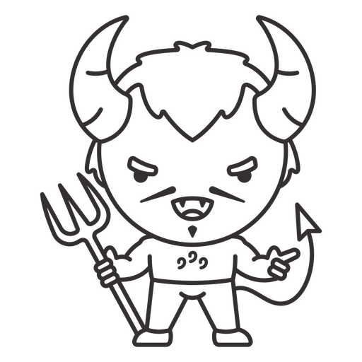 Demon trident Halloween simple cute character PNG Design
