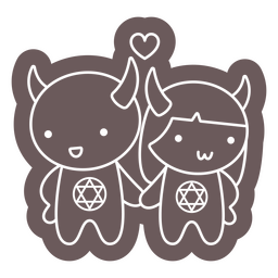 Linda pareja de demonios personajes de monstruos de Halloween Diseño PNG