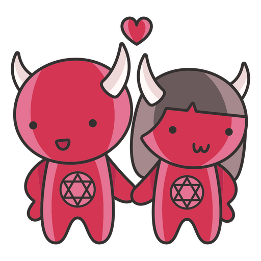 Demon couple Halloween cute characters PNG Design