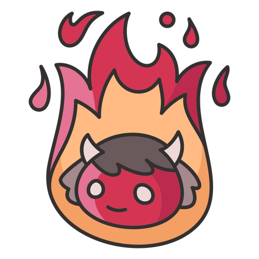 Lindo personaje de Halloween demonio de fuego Diseño PNG