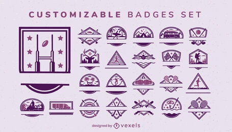 Customizable activities and sports badges set