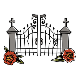 Floral graveyard gates PNG Design