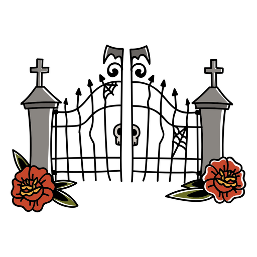 Puertas de cementerio florales Diseño PNG