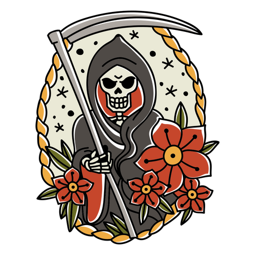 Angry reaper tattoo PNG Design