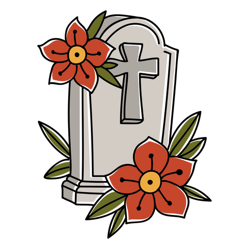 Tatuagem de pedra de cemitério floral Desenho PNG