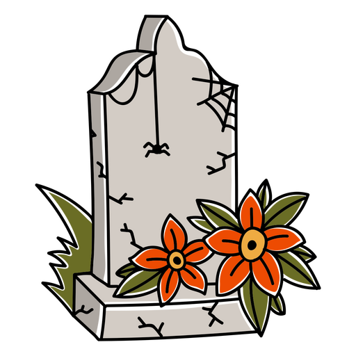 Friedhofsstein mit Spinne PNG-Design