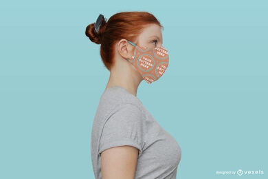 Redhead girl solid background face mask mockup