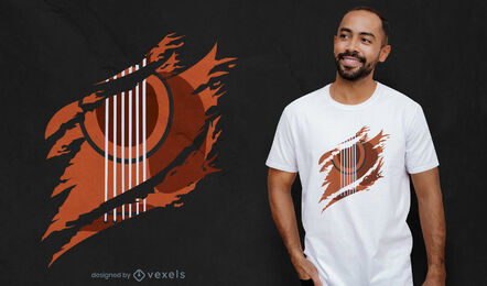 Gitarrenmusikinstrument zerrissenes T-Shirt-Design