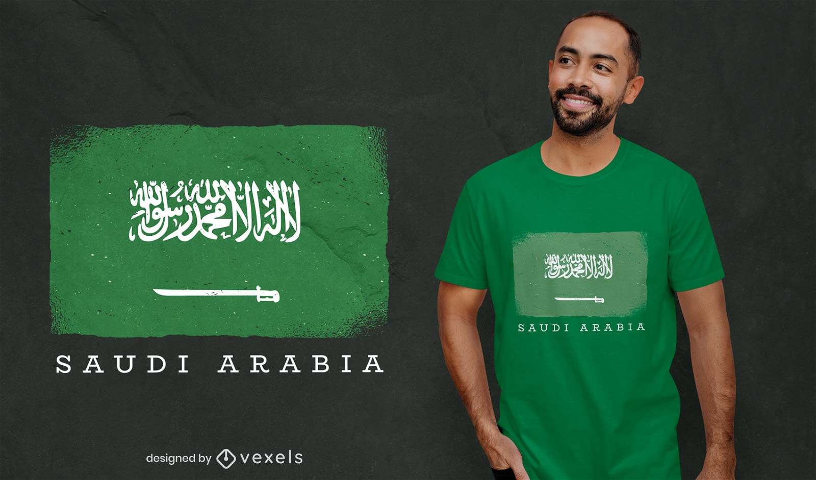 Design de t-shirt de bandeira do pa?s da ar?bia saudita