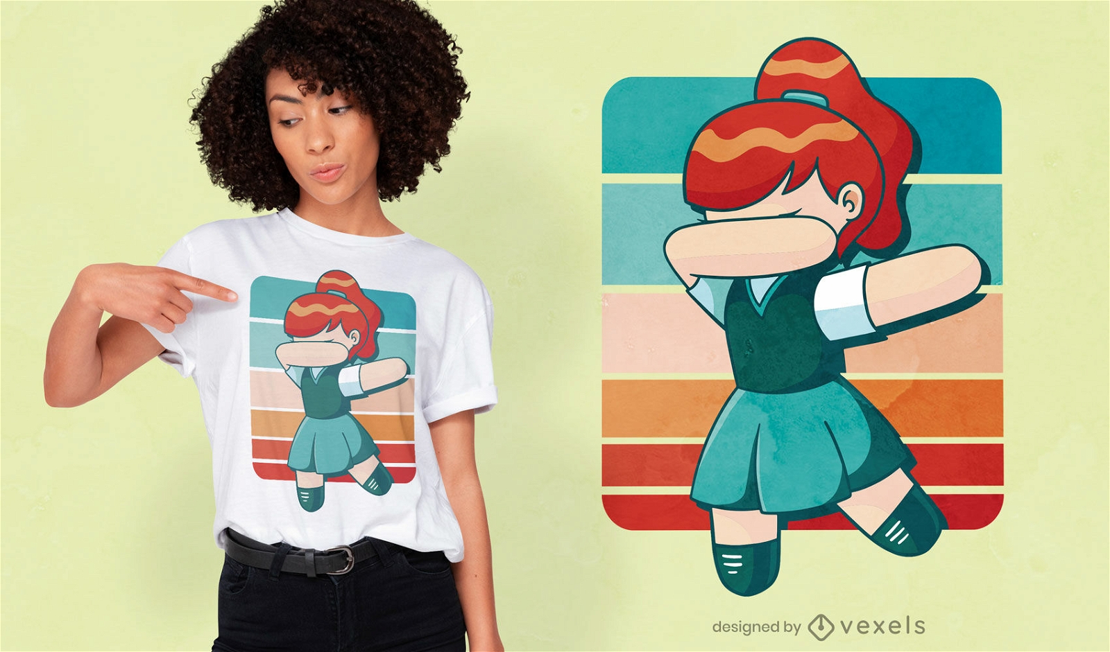 Redhead school girl dabbing t-shirt design