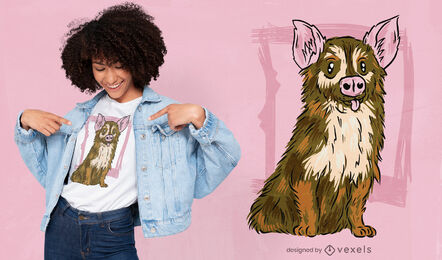 Pig and dog cute creature t-shirt design