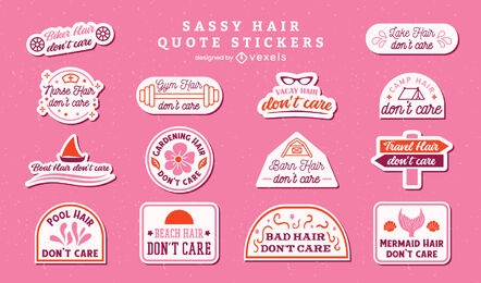 Sassy hair quotes stickers set