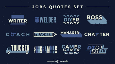 Set of jobs badges in flat style