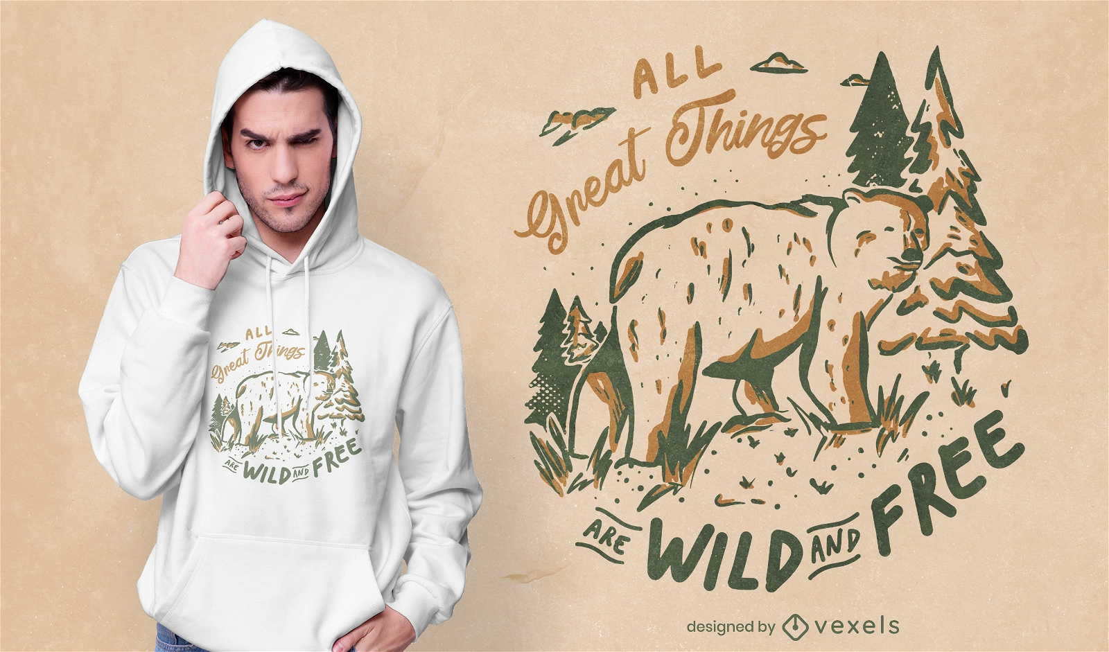 Wilder Bär Tier Natur T-Shirt Design