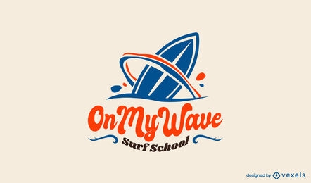Plantilla de logotipo de onda de tabla de surf