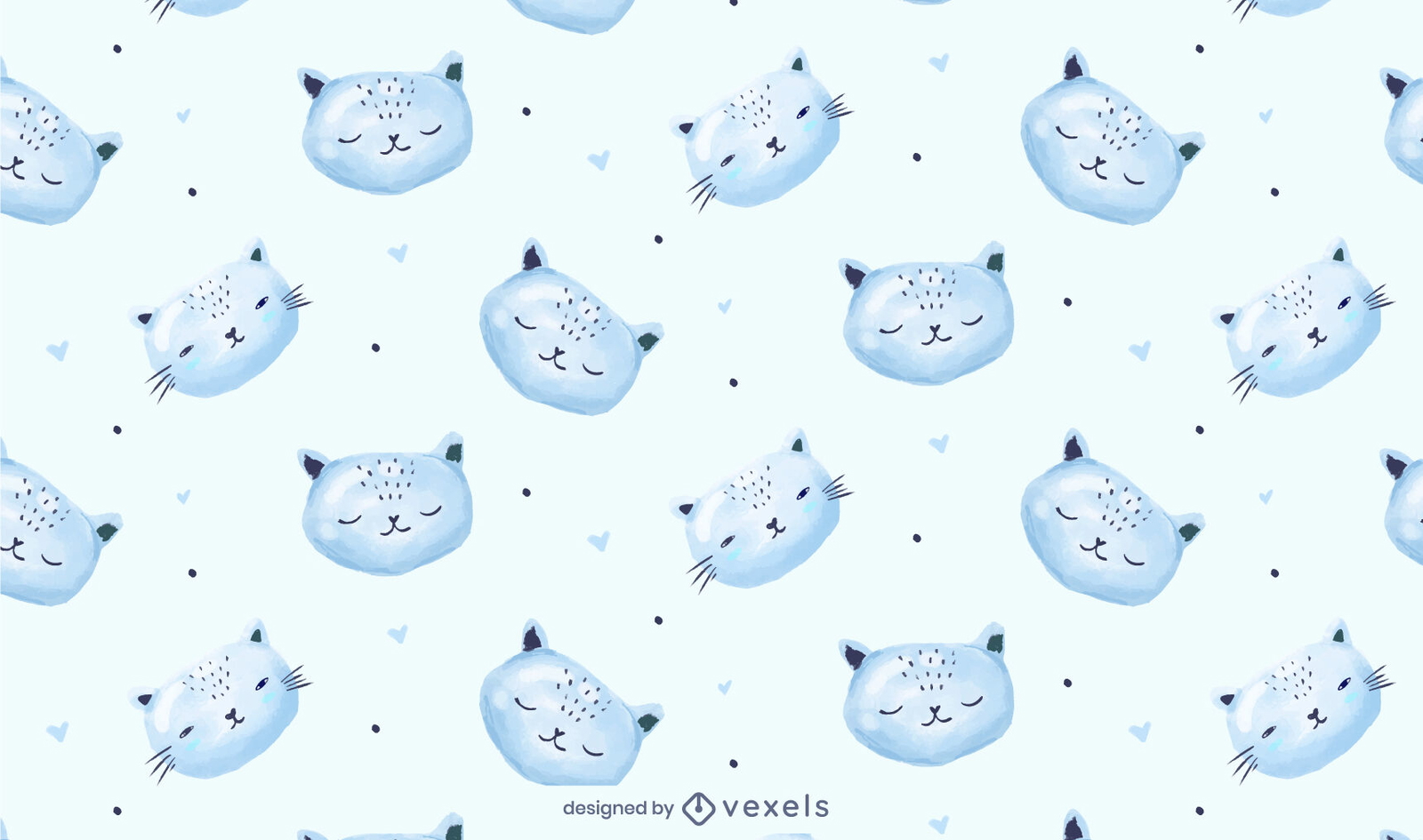 Sleeping kitty cat animal pattern design