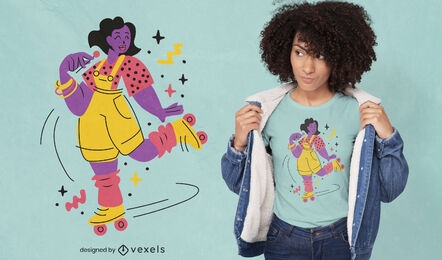 80s rollerskating girl t-shirt design