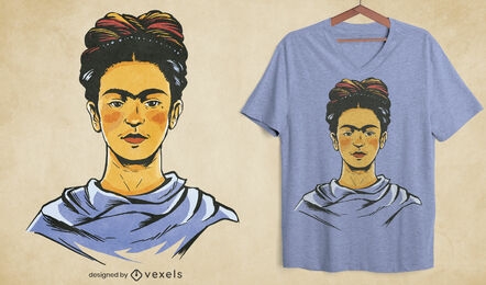 Design de t-shirt com retrato de Frida Kahlo