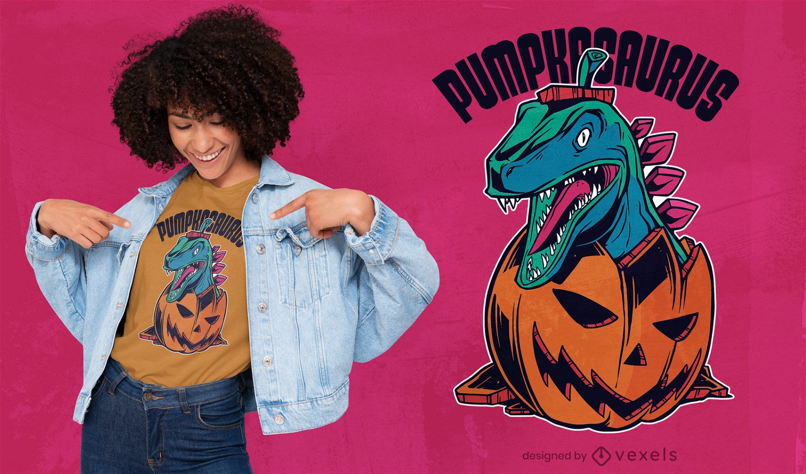 Dinosaurier-K?rbis-Halloween-T-Shirt-Design