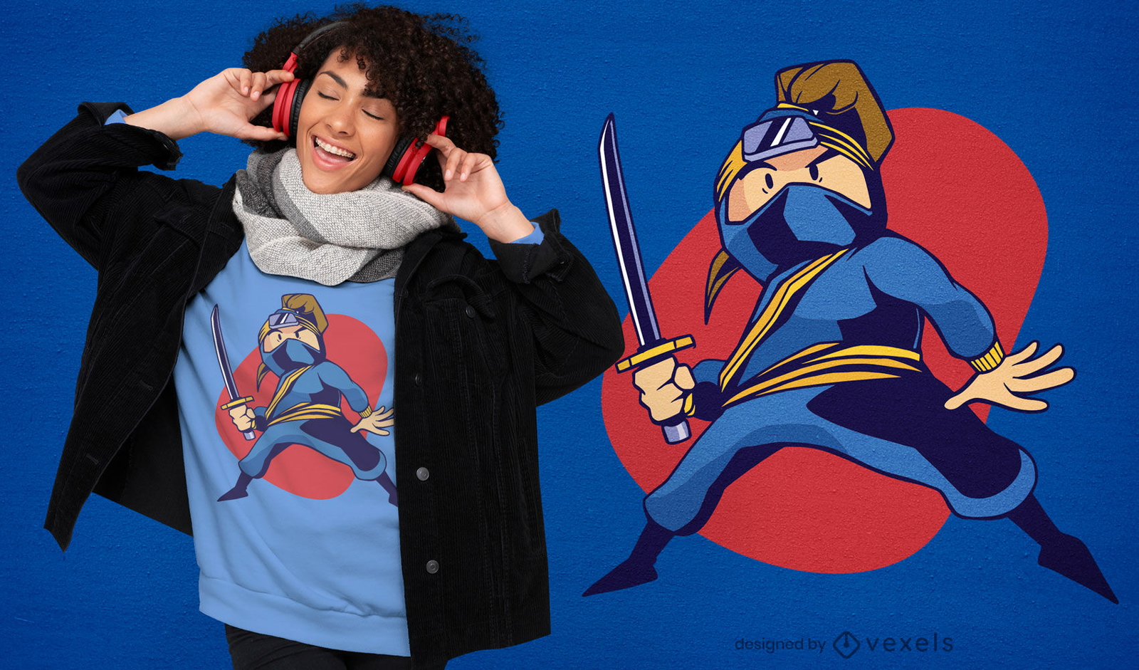 Kinder-Ninja-Cartoon-T-Shirt-Design