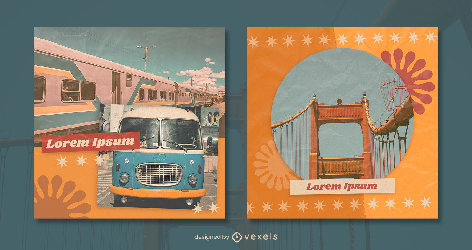 Retro texture and elements instagram post template